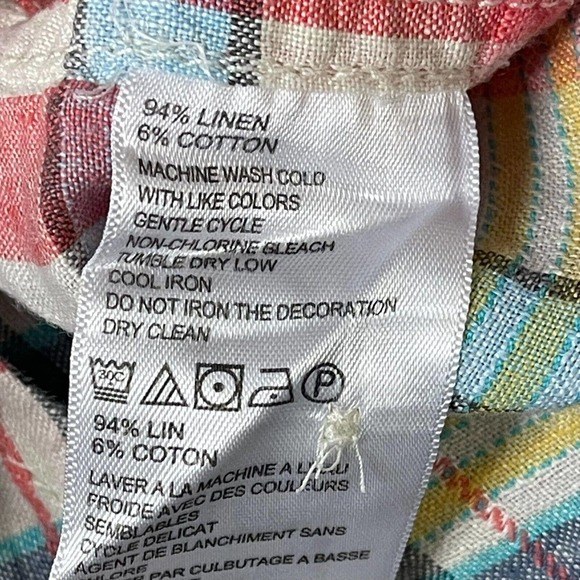 Tommy Bahama Shirt Adult Small Multicolor Plaid Relax Linen Hawaiian Pocket Mens - Picture 7 of 10